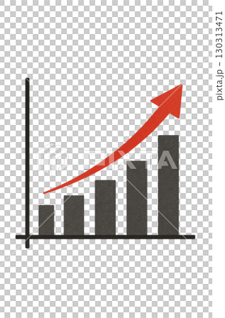 売上や利益の伸びを表す棒グラフと矢印のシンプルアイコン 売上や利益の伸びを表す棒グラフと矢印のシンプルアイコン 130313471