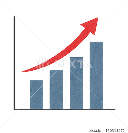 青い棒グラフと上昇矢印の経済成長イラスト 青い棒グラフと上昇矢印の経済成長イラスト 130313472