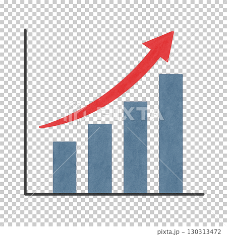 青い棒グラフと上昇矢印の経済成長イラスト 青い棒グラフと上昇矢印の経済成長イラスト 130313472