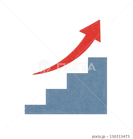 階段状の成長を表すグラフと上昇矢印のアイコン 階段状の成長を表すグラフと上昇矢印のアイコン 130313473