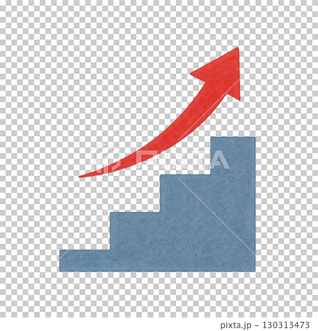階段状の成長を表すグラフと上昇矢印のアイコン 階段状の成長を表すグラフと上昇矢印のアイコン 130313473