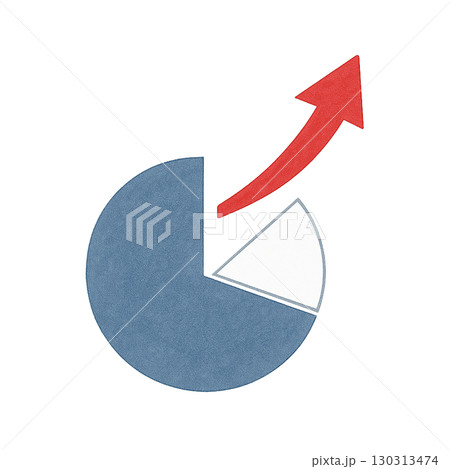 円グラフと上昇矢印のデータ分析アイコンイラスト 円グラフと上昇矢印のデータ分析アイコンイラスト 130313474