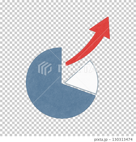 円グラフと上昇矢印のデータ分析アイコンイラスト 円グラフと上昇矢印のデータ分析アイコンイラスト 130313474