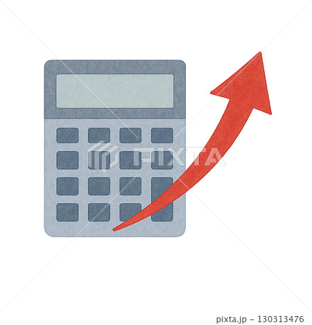 電卓と上昇矢印の経済・財務イメージイラスト 電卓と上昇矢印の経済・財務イメージイラスト 130313476