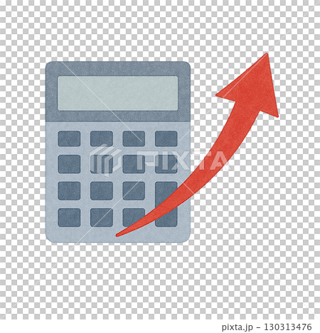 電卓と上昇矢印の経済・財務イメージイラスト 電卓と上昇矢印の経済・財務イメージイラスト 130313476