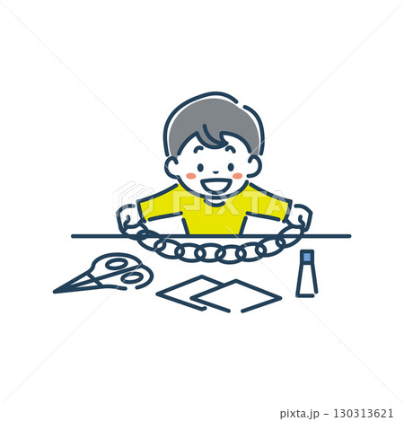 笑顔で工作をする男の子のイラスト素材 笑顔で工作をする男の子のイラスト素材 130313621