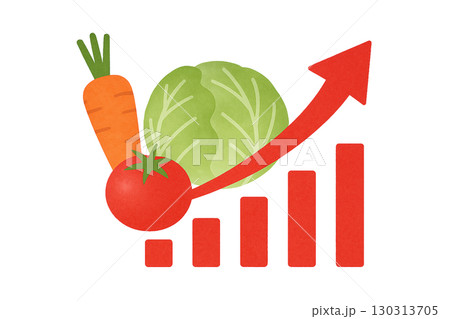 野菜価格の上昇を示すアイコンイラスト 130313705