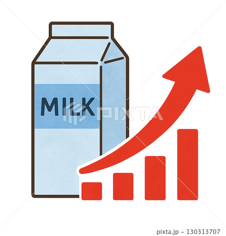 牛乳価格の上昇を示すアイコンイラスト 130313707