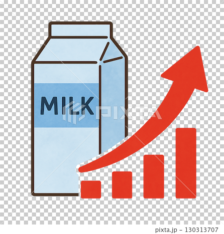 牛乳価格の上昇を示すアイコンイラスト 130313707