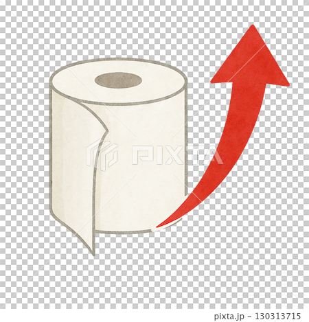 トイレットペーパー価格の上昇を示すアイコンイラスト 130313715