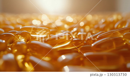 Golden capsules glimmer softly, created with AI Golden capsules glimmer softly, created with AI 130313730