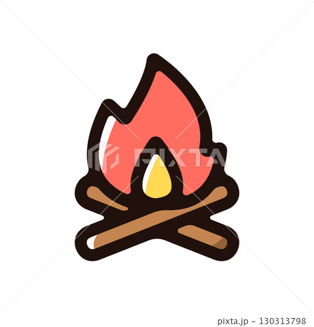 焚き火のイラストアイコン(野外・キャンプ・アウトドア素材) 焚き火のイラストアイコン(野外・キャンプ・アウトドア素材) 130313798