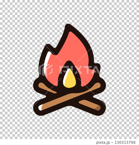 焚き火のイラストアイコン(野外・キャンプ・アウトドア素材) 焚き火のイラストアイコン(野外・キャンプ・アウトドア素材) 130313798