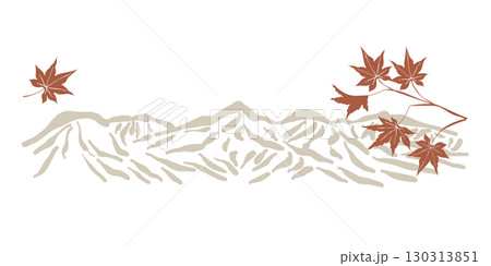 もみじが紅葉する赤城山の山々。紅葉するモミジの背景に赤城山。 130313851