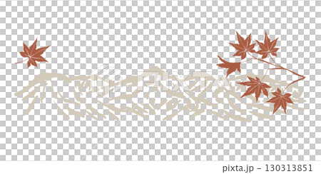 もみじが紅葉する赤城山の山々。紅葉するモミジの背景に赤城山。 130313851