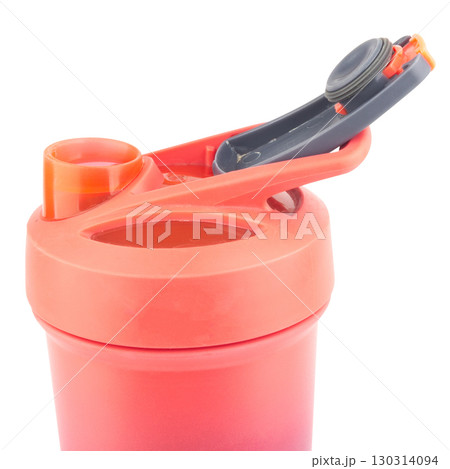 Modern Red Water Bottle on White Background 130314094