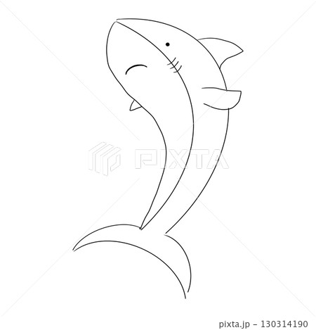 Cute shark line doodle comic character. Pencil hand drawn. Shark with fin. Ocean underwater animal. Simple mascot silhouette. Cute shark line doodle comic character. Pencil hand drawn. Shark with fin. Ocean underwater animal. Simple mascot silhouette. 130314190