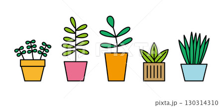 観葉植物 イラスト セット ベクター シンプル 観葉植物 イラスト セット ベクター シンプル 130314310