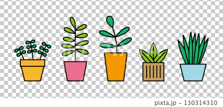 Houseplant illustration set vector simple 130314310