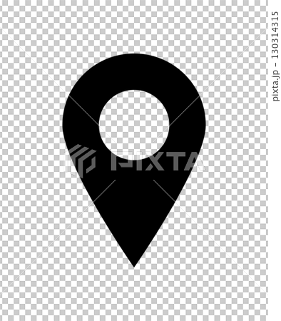 ピン　地図　目印　位置　アイコン　黒　単体　ベクター	 130314315