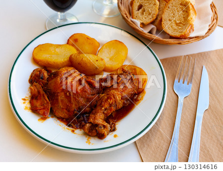 chicken with baked potatoes 130314616