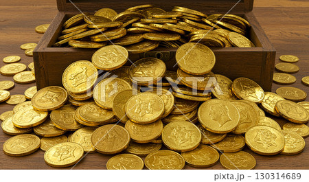 たくさんの金貨のイメージ AI生成画像 130314689