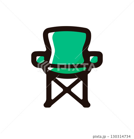 折りたたみチェア、キャンプチェアのイラストアイコン（キャンプ・道具・アウトドア素材） 130314734