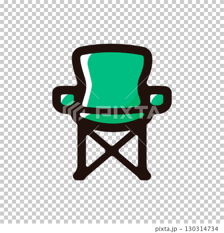 折りたたみチェア、キャンプチェアのイラストアイコン（キャンプ・道具・アウトドア素材） 130314734