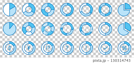 Pie chart icon light blue vector simple set Pie chart icon light blue vector simple set 130314743