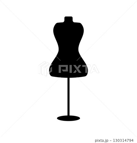 Mannequin women body silhouette vector illustration. Flat icon for tailor, dress maker or fashion designer logo Mannequin women body silhouette vector illustration. Flat icon for tailor, dress maker or fashion designer logo 130314794