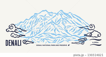 雲がたなびく、デナリ山。（デナリ／マッキンリー山, アメリカ合衆国, アラスカ州） 130314821