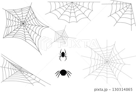 Spiderweb and spider element set. Horror, spooky, Halloween theme.	 130314865