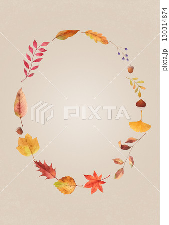 Autumn leaves watercolor background. 130314874