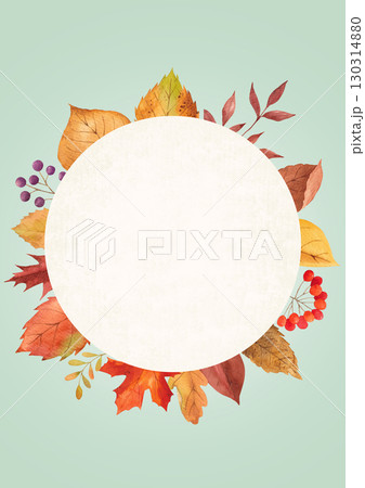 Autumn leaves watercolor background. 130314880