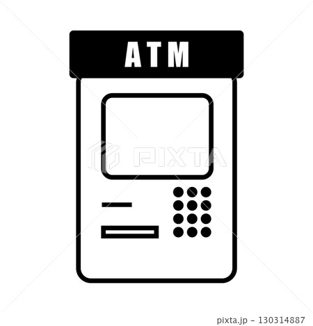 ATM or Automatic Teller Machine sign outline illustration. for bank guide, sign or icon ATM or Automatic Teller Machine sign outline illustration. for bank guide, sign or icon 130314887