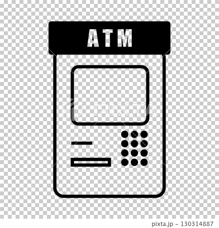 ATM or Automatic Teller Machine sign outline illustration. for bank guide, sign or icon ATM or Automatic Teller Machine sign outline illustration. for bank guide, sign or icon 130314887