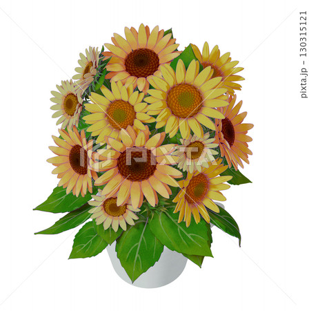ひまわりと花瓶アレンジメント 夏のインテリア 130315121