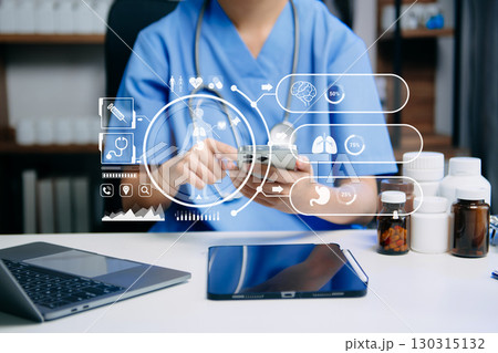 Medicine doctor woman hand working with computer virtual dashboard as medical network concept Health care, medical Medicine doctor woman hand working with computer virtual dashboard as medical network concept Health care, medical 130315132