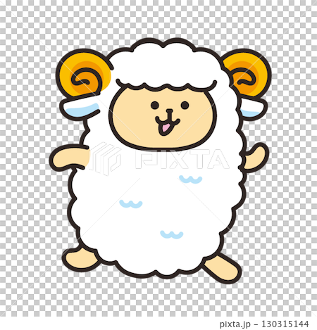 2027年 干支 未年 ひつじのキャラクターイラストのイラスト素材