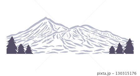 日本の山より、磐梯山。手描きで描いた山の景色。Mount Bandai 130315176