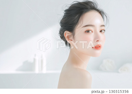 美白女性・スキンケア・アンチエイジング「AI生成画像」 130315356