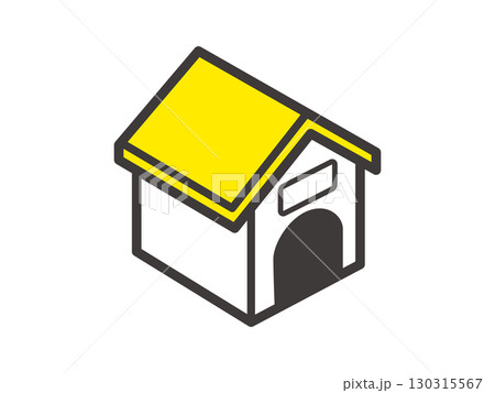 アイソメトリックな線画の犬小屋のベクターイラスト アイソメトリックな線画の犬小屋のベクターイラスト 130315567