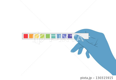 Ph blood. Hand holding litmus test. Medical check up. Vector illustration in flat style 130315915