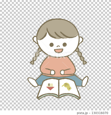 Child reading a picture book Pink 130316070