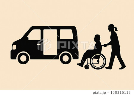 デイサービス送迎車と要介護者の車椅子介護 130316115