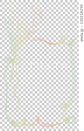 アンティークな手書きのリボンとカラーの花_グリーティングカード、お祝い、メッセージ アンティークな手書きのリボンとカラーの花_グリーティングカード、お祝い、メッセージ 130316250