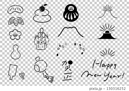 New Year's card / New Year's pop parts_line drawing 130316252