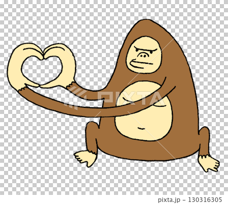 大猩猩用雙手做出一顆心 130316305