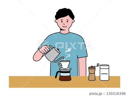 コーヒーを淹れる_男性 130316396