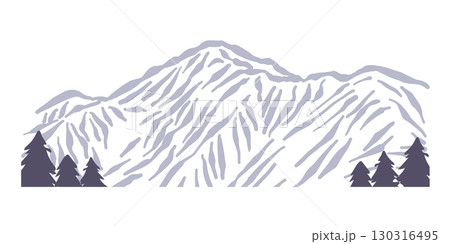 日本の山シリーズより、間ノ岳。手描きで描いた山の景色。 130316495